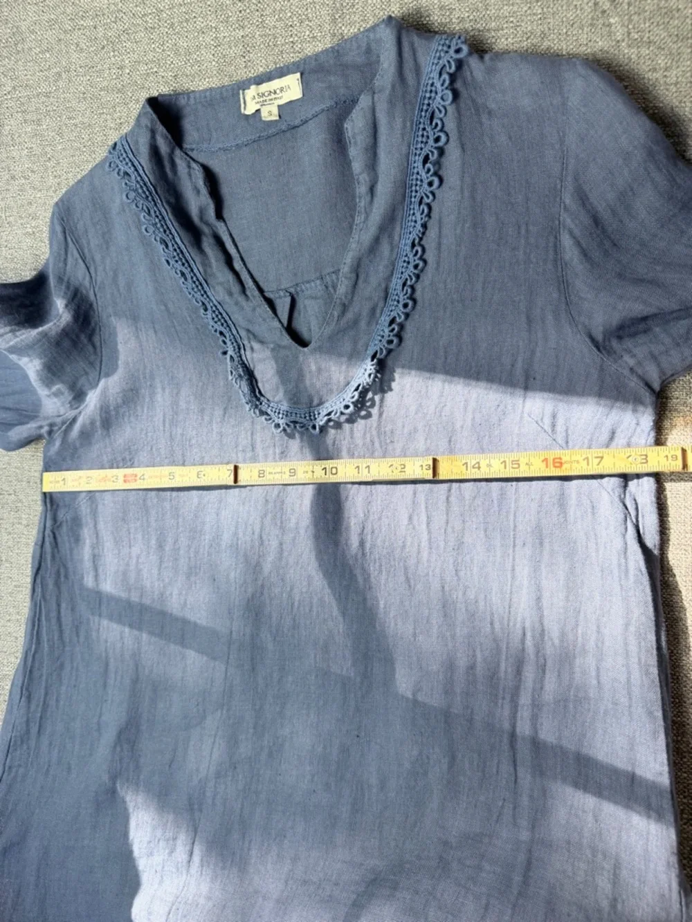 Via Signoria Italian Linen100% Tunic in Dusty Blue - Picture 13 of 14
